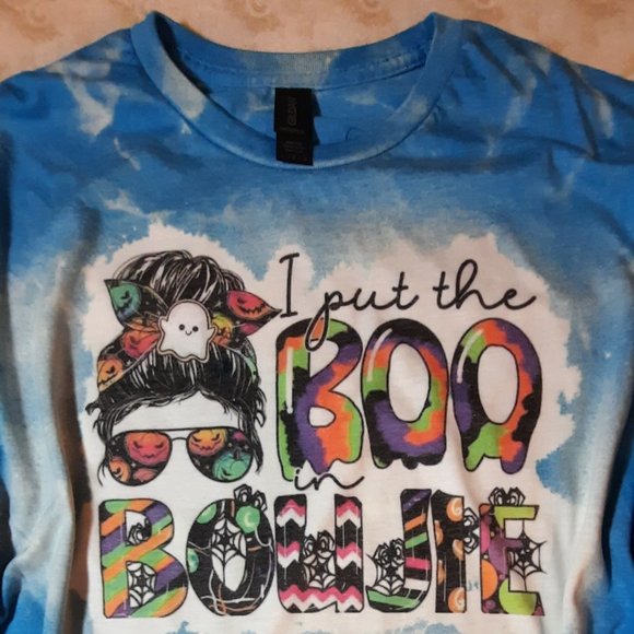 New-Large Unisex, Gildan, color Heather Sapphire -Bleached SublimationT-Shirt - Picture 2 of 4